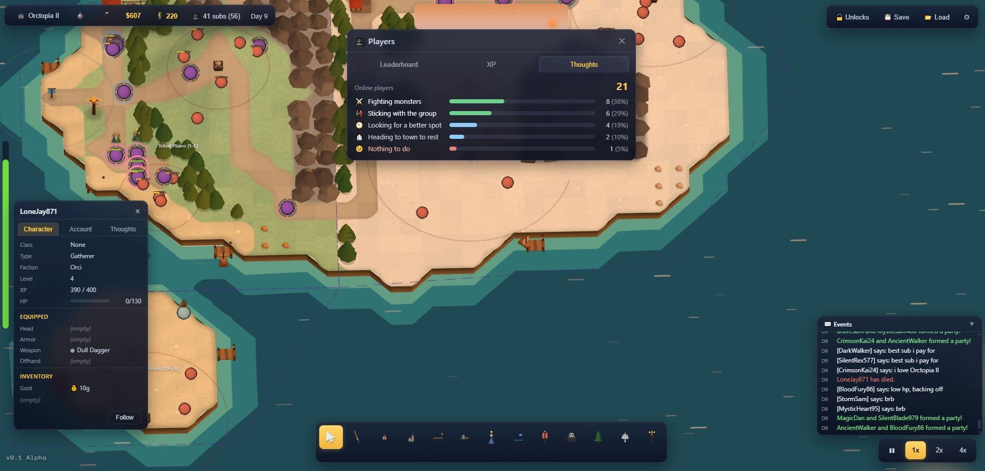 The live breakdown of what every adventurer on the server is currently doing